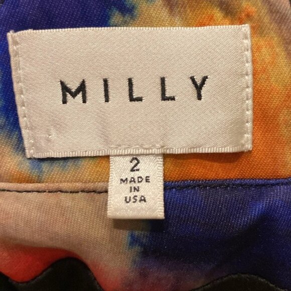 Milly Watercolor Multi Print Dress Criss Cross Back Statement Wedding‎ Size 2 - Picture 8 of 10
